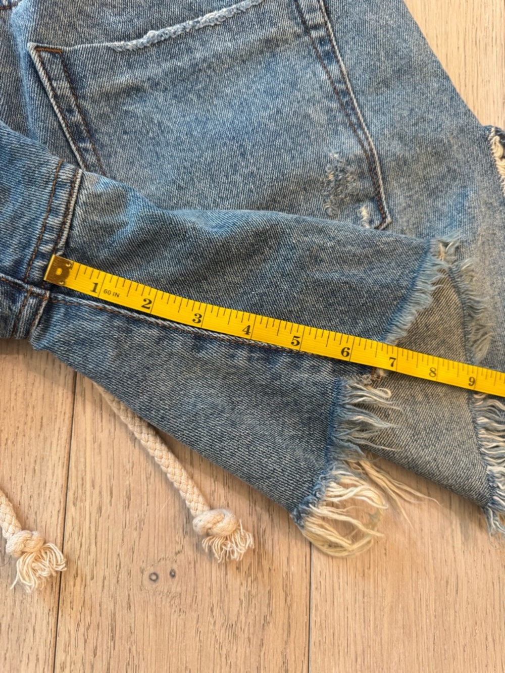 One Teaspoon Light Wash Denim Shorts with Contrast Stitching - Picture 8 of 9